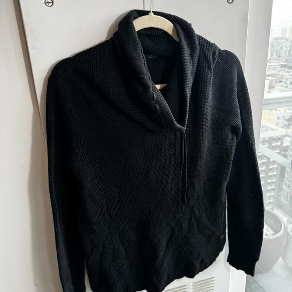 Lauren Ralph Lauren Black Cowl Neck Waffle Top - Picture 4 of 4